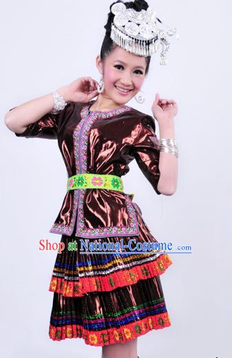 Traditional Chinese Miao Nationality Dance Costume Hmong Female Folk Dance Dress for Women