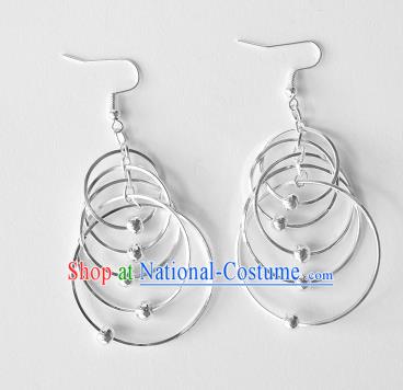 Traditional Chinese Miao Nationality Sliver Earrings Hmong Accessories Eardrop for Women