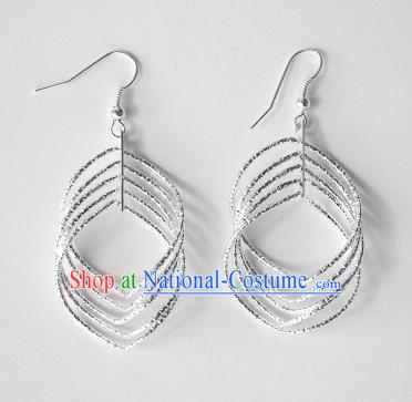 Traditional Chinese Miao Nationality Earrings Hmong Accessories Sliver Eardrop for Women