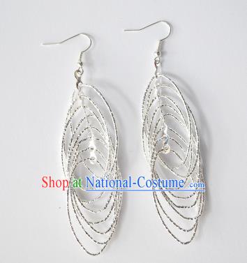 Traditional Chinese Miao Nationality Earrings Hmong Accessories Sliver Eardrop for Women