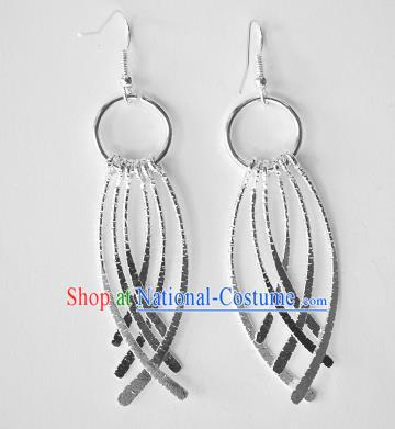 Traditional Chinese Miao Nationality Tassel Earrings Hmong Accessories Sliver Eardrop for Women