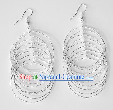 Traditional Chinese Miao Nationality Earrings Rings Hmong Accessories Sliver Eardrop for Women