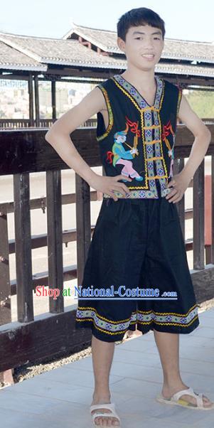 Traditional Chinese Miao Minority Nationality Costume Hmong Folk Dance Clothing for Men