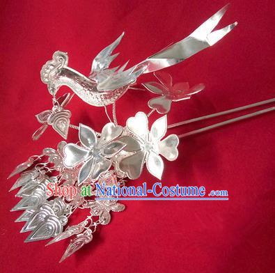 Traditional Chinese Miao Nationality Birds Hair Accessories Hairpins Headwear Hmong Hair Clip for Women