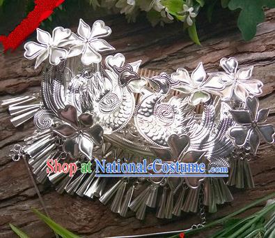 Traditional Chinese Miao Nationality Hair Accessories Tassel Sliver Hairpins Hmong Hair Comb Headwear for Women