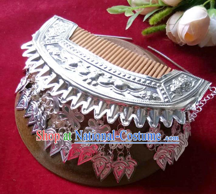 Traditional Chinese Miao Nationality Hair Accessories Hairpins Headwear Hmong Miao Tassel Hair Comb for Women