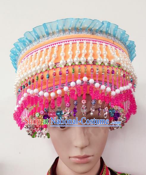 Traditional Chinese Zhuang Nationality Hair Accessories Hats Yi Ethnic Minority Headwear for Women