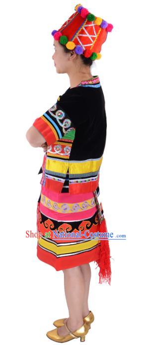 Traditional Chinese Miao Nationality Dance Clothing Hmong Ethnic Minority Costumes and Headwear