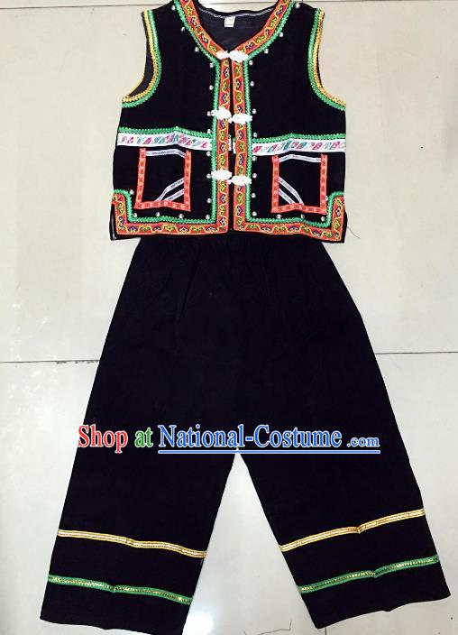 Traditional Chinese Yi Nationality Costume, Folk Dance Yi Ethnic Dance Clothing for Kids