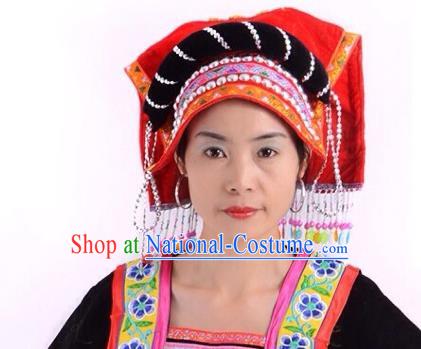 Traditional Chinese Yi Nationality Hair Accessories Female Cloth Hats Yi Ethnic Minority Headwear for Women