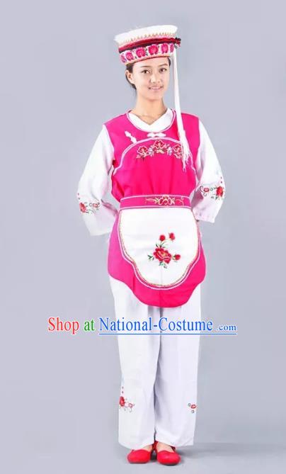 Traditional Chinese Bai Nationality Minority Dance Costume, Female Folk Dance Yi Ethnic Clothing for Women