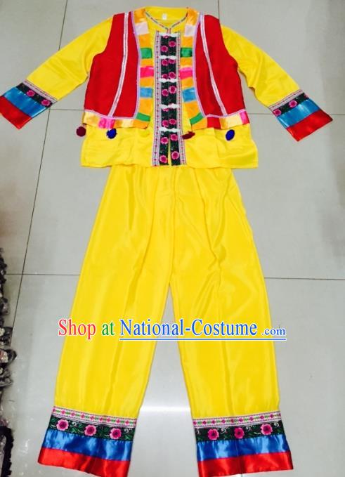 Traditional Chinese Dai Nationality Costume Ethnic Folk Dance Embroidered Clothing for Men