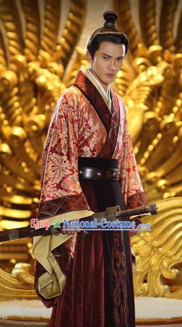 Traditional Ancient Swordsman Clothing Chinese Han Dynasty Nobility Childe Replica Costume for Men