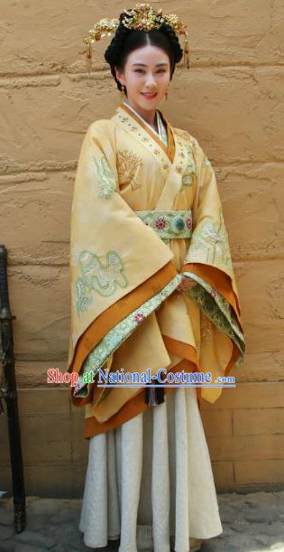 Ancient Chinese Han Dynasty Palace Lady Countess of Major General Wei Qing Hanfu Dress Replica Costume for Women