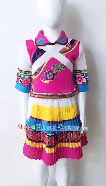 Traditional Chinese Naxi Nationality Minority Embroidered Costume Female Folk Dance Clothing for Women