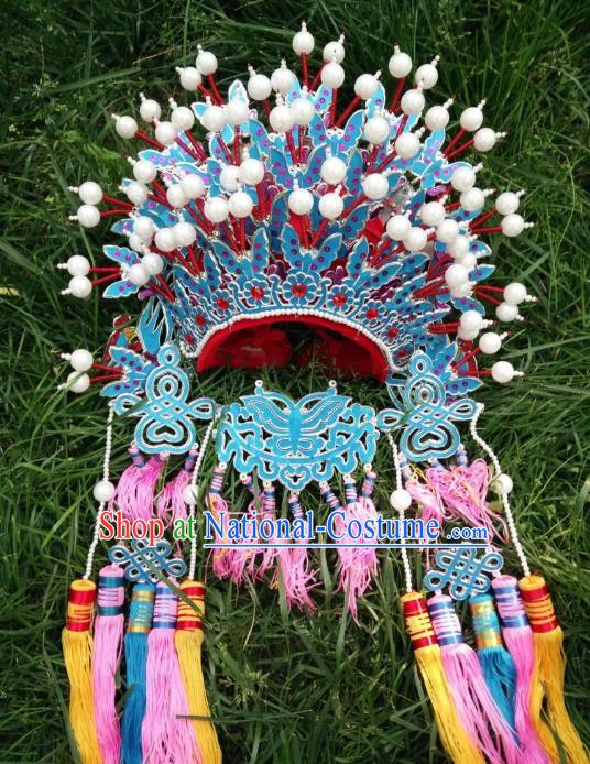 Traditional Chinese Beijing Opera Wedding Hair Accessories Phoenix Coronet Ancient China Peking Opera Bride Hats Headwear