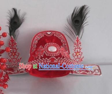 Traditional Chinese Beijing Opera Niche Hair Accessories Bridegroom Red Hats Peking Opera Scholar Headwear