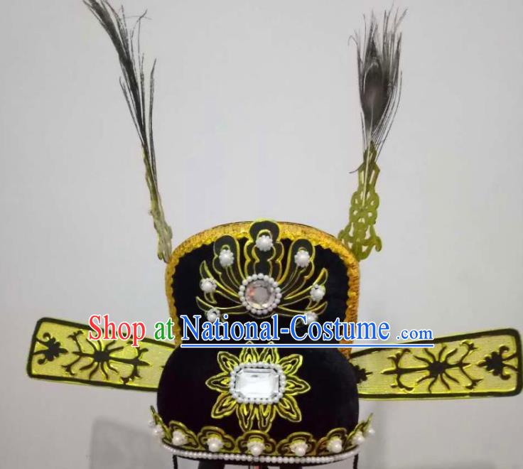 Traditional Chinese Beijing Opera Niche Hair Accessories Black Hats Peking Opera Scholar Headwear