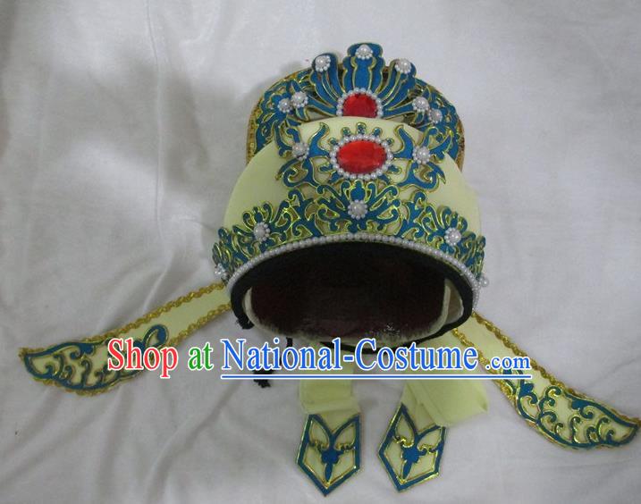 Traditional Chinese Beijing Opera Niche Hair Accessories Yellow Hats Peking Opera Young Men Headwear