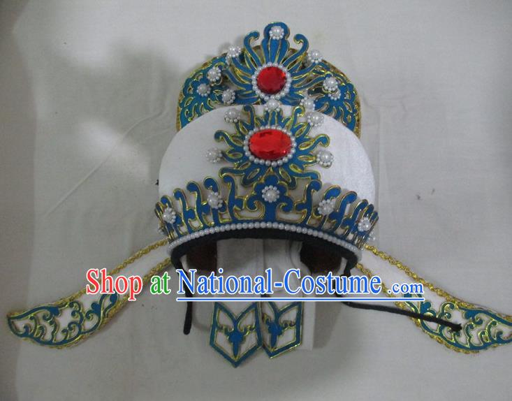 Traditional Chinese Beijing Opera Niche Hair Accessories White Hats Peking Opera Young Men Headwear