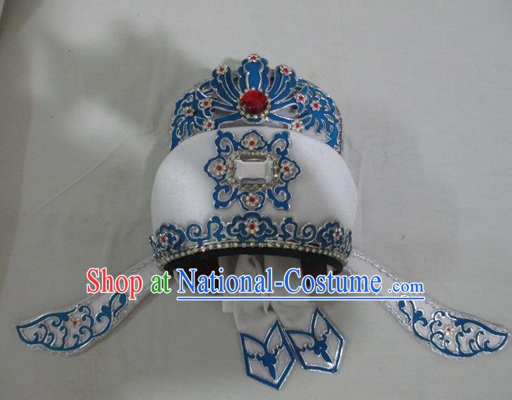 Traditional Chinese Beijing Opera Niche Hair Accessories Peking Opera Young Men White Hats Headwear