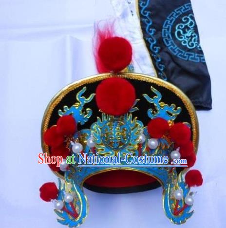 Traditional Chinese Sichuan Opera Black Hats Hair Accessories Peking Opera Headwear