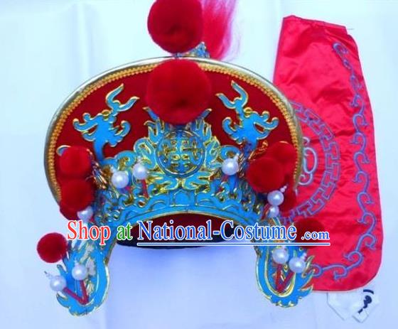 Traditional Chinese Sichuan Opera Red Hats Hair Accessories Peking Opera Headwear