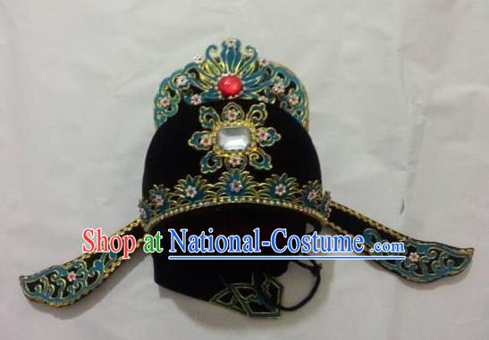 Traditional Chinese Beijing Opera Young Men Black Hats Hair Accessories Peking Opera Niche Headwear