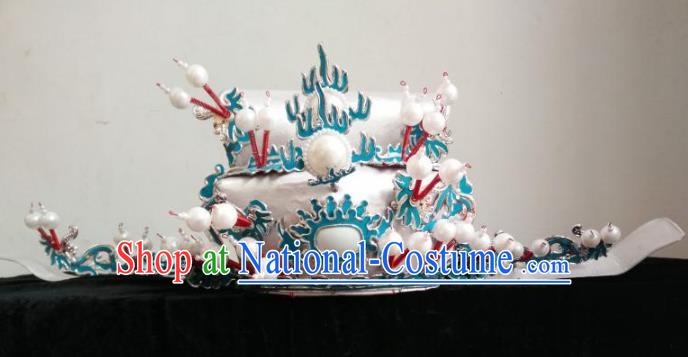 Traditional Chinese Beijing Opera Prime Minister White Hats Peking Opera Niche Headwear