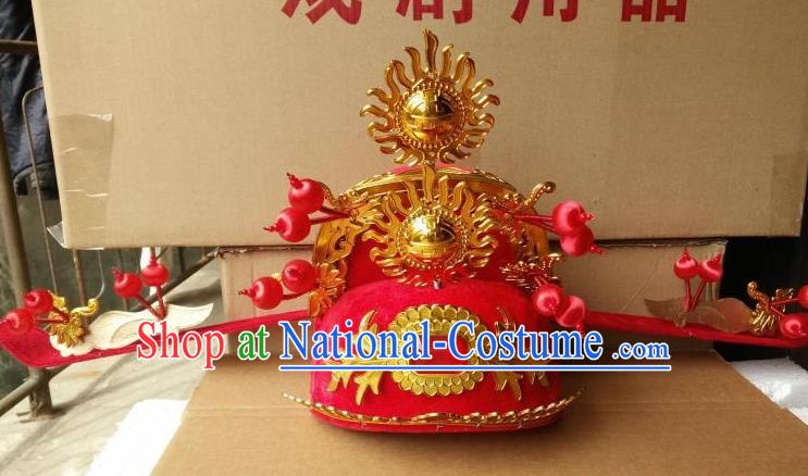 Traditional Chinese Beijing Opera God of Wealth Hats Peking Opera Officer Headwear