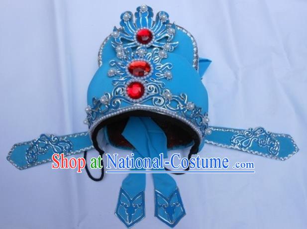 Traditional Chinese Beijing Opera Scholar Blue Hats Peking Opera Niche Headwear