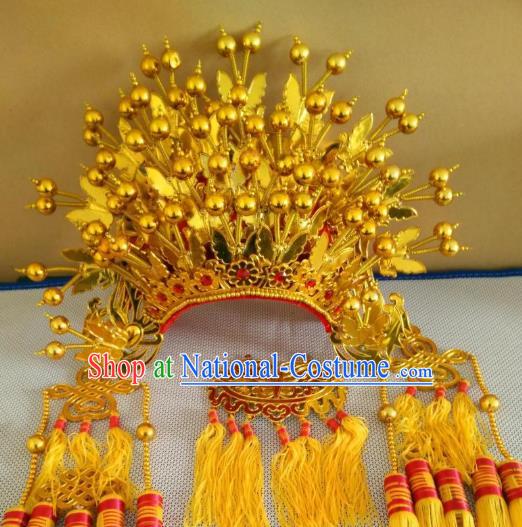 Traditional Chinese Beijing Opera Diva Golden Butterfly Phoenix Coronet Peking Opera Actress Hats Headwear