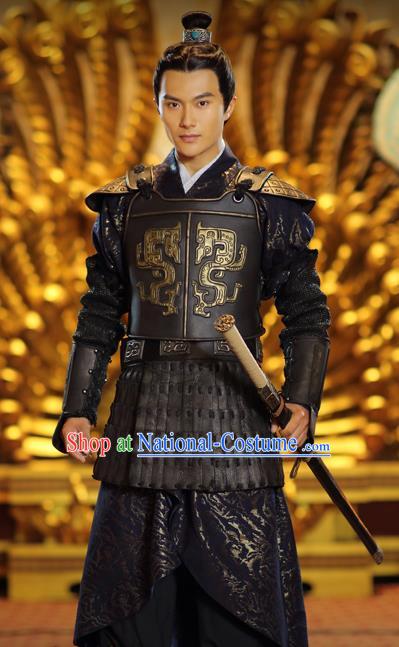 Traditional Ancient Chinese Military Officer Clothing Han Dynasty General Wei Qing Replica Costume for Men