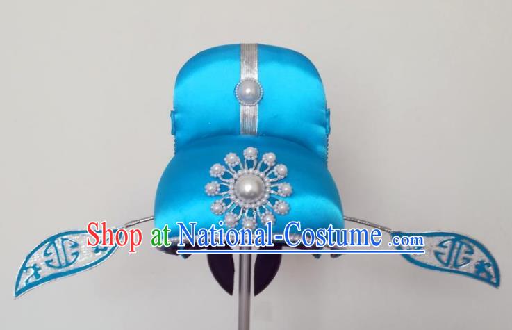 Traditional Chinese Beijing Opera Niche Blue Hats Peking Opera Young Men Headwear