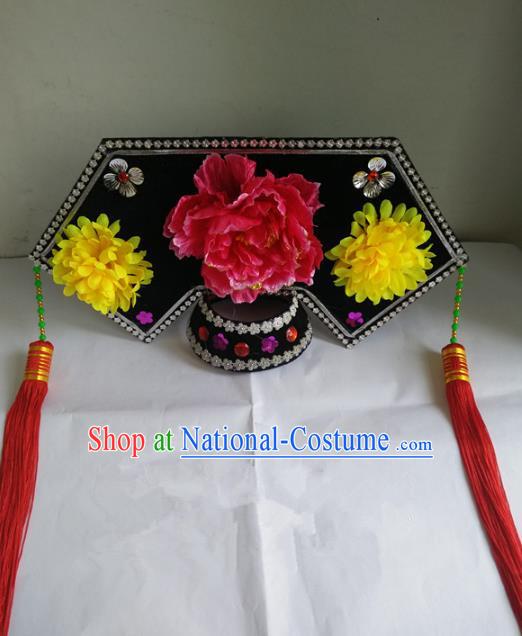 Traditional Chinese Beijing Opera Diva Qing Dynasty Princess Hair Accessories Peking Opera Actress Hats Headwear