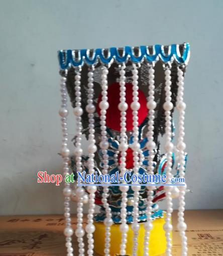 Traditional Chinese Beijing Opera Emperor Hair Accessories Peking Opera Tassel Hair Crown Headwear