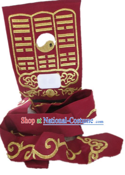 Traditional Chinese Beijing Opera Imperial Bodyguard Red Hats Peking Opera Taoist Priest Headwear