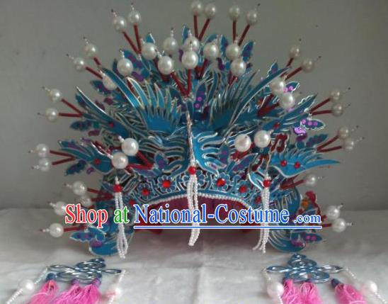 Traditional Chinese Beijing Opera Diva Wedding Phoenix Coronet Hair Accessories Peking Opera Actress Hats Headwear