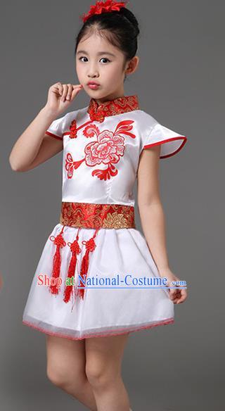 Traditional Chinese Classical Dance Costume, Children Folk Dance Chorus Dress for Kids