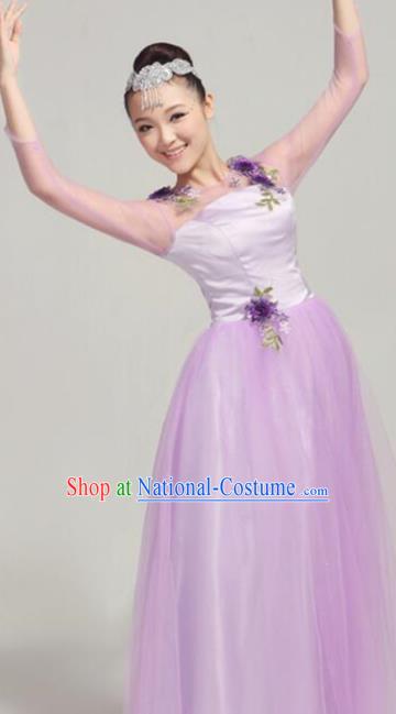 Top Grade Modern Dance Costume Stage Performance Compere Clothing Chorus Lilac Dress for Women