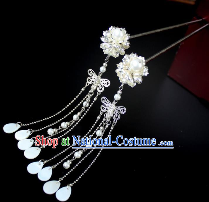 Chinese Ancient Handmade Hair Accessories Hairpin Tassel Step Shake Hair Fascinators Hairpins for Women