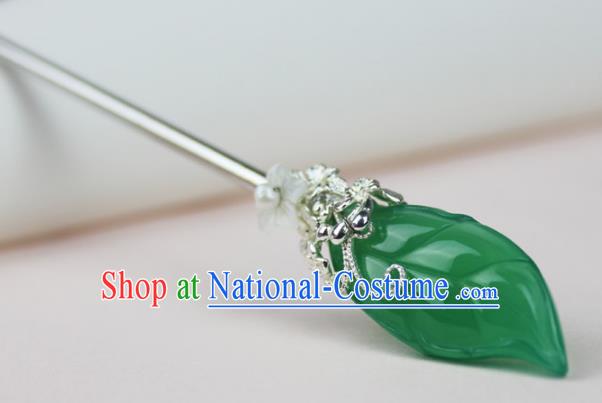 Chinese Ancient Handmade Hair Accessories Green Jade Hairpin Hair Fascinators Hairpins for Women