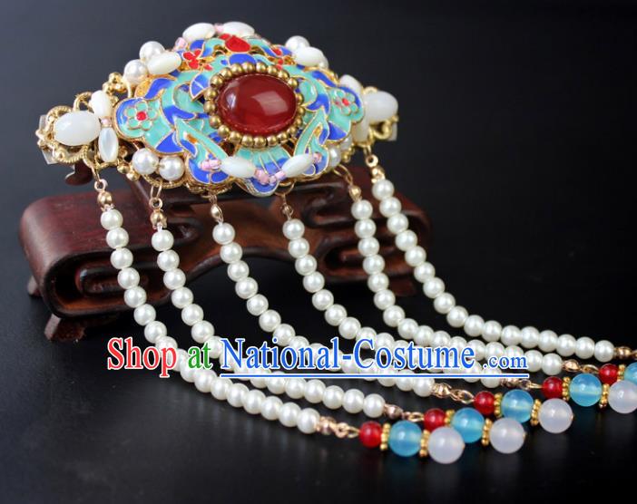 Chinese Ancient Handmade Hair Accessories Beads Tassel Step Shake Hair Stick Blueing Hairpins for Women