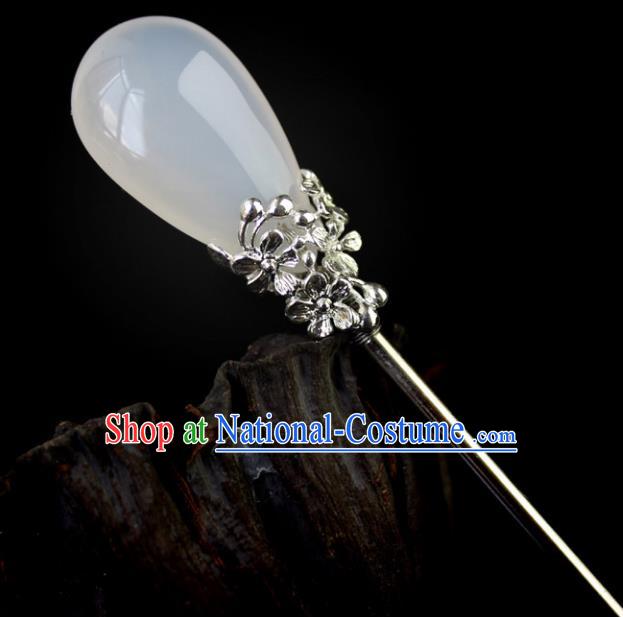 Chinese Ancient Handmade Hair Accessories White Hair Stick Hairpins for Women