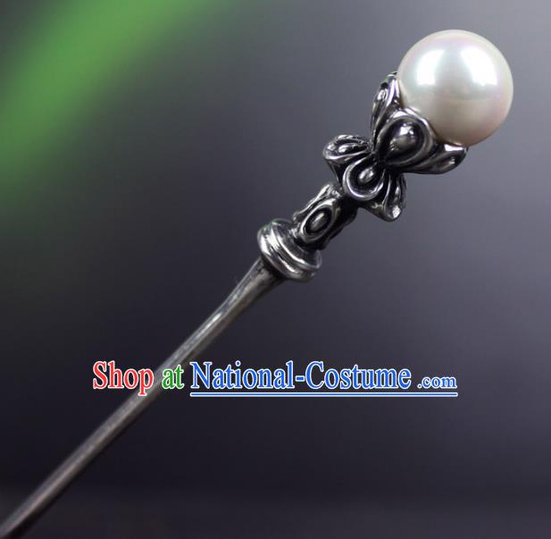 Chinese Ancient Handmade Hair Accessories Classical Silver Hairpins Pearl Hair Clip for Women