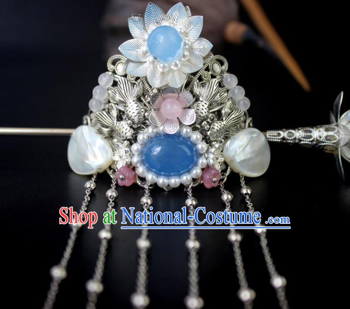 Chinese Ancient Handmade Hair Accessories Classical Hairpins Tassel Hair Crown for Women