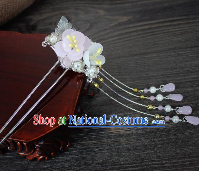 Chinese Ancient Handmade Hair Accessories Flowers Tassel Step Shake Hairpins for Women