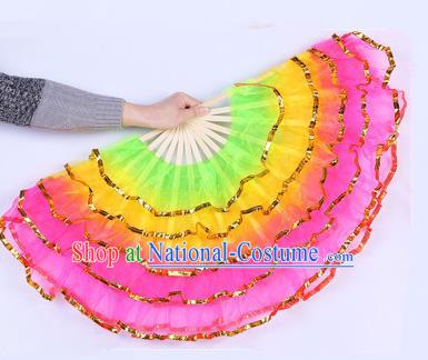 Chinese Folk Dance Props Accessories Stage Performance Yangko Folding Fans for Women