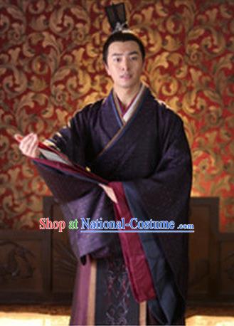 Traditional Ancient Chinese Han Dynasty Nobility Childe Lv Lu Replica Costume for Men