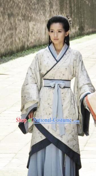 Ancient Traditional Chinese Han Dynasty Queen Zhang Yan Replica Costume Hanfu Dress for Women